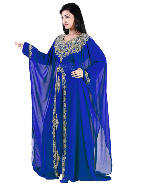 Modern Royal Blue Colored Georgette Heavy Farasha