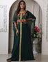 Modern Dark Green Georgette Stones Embroidery Farasha