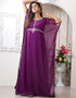 Muslim Purple Georgette Stones Embroidery Farasha