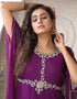 Muslim Purple Georgette Stones Embroidery Farasha