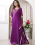 Modest Purple Georgette Stones Embroidery Farasha