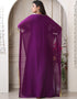 Modest Purple Georgette Stones Embroidery Farasha