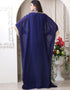Islamic Dark Blue Georgette Stones Embroidery Farasha