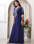 Islamic Dark Blue Georgette Stones Embroidery Farasha