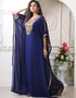 Arabic Dark Blue Georgette Stones Embroidery Farasha