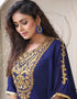 Arabic Dark Blue Georgette Stones Embroidery Farasha