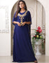 Women Dark Blue Georgette Stones Embroidery Farasha