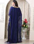 Women Dark Blue Georgette Stones Embroidery Farasha