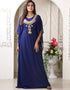 Women Dark Blue Georgette Stones Embroidery Farasha