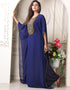 Muslimah Dark Blue Georgette Stones Embroidery Farasha