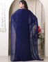 Muslimah Dark Blue Georgette Stones Embroidery Farasha