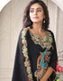 Chic Black Georgette Stones Embroidery Farasha