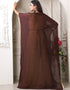 Trendy Brown Georgette Stones Embroidery Farasha