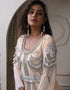 Women White Georgette Stone Embroidery Moroccan