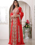 Chic Red Georgette Stone Embroidery Moroccan