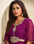 Muslim Purple Georgette Stones Embroidery Farasha