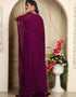 Muslim Purple Georgette Stones Embroidery Farasha