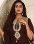 Modest Brown Georgette Stones Embroidery Farasha