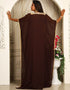 Modest Brown Georgette Stones Embroidery Farasha