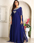 Women Dark Blue Georgette Stones Embroidery Farasha