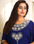 Women Dark Blue Georgette Stones Embroidery Farasha