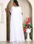 Muslimah White Georgette Stones Embroidery Farasha