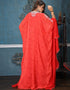 Dubai Red Georgette Stones Embroidery Farasha