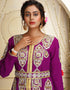 Modest Purple Georgette Stone Embroidery Moroccan