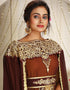 Chic Brown Georgette Stone Embroidery Moroccan