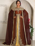 Chic Brown Georgette Stone Embroidery Moroccan