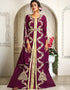 Trendy Violet Georgette Stone Embroidery Moroccan