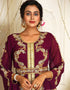 Trendy Violet Georgette Stone Embroidery Moroccan