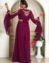 Trendy Violet Georgette Stone Embroidery Moroccan
