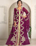 Trendy Violet Georgette Stone Embroidery Moroccan