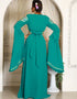 Dubai SeaGreen Georgette Stone Embroidery Moroccan