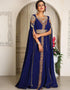 Muslim Dark Blue Georgette Stone Embroidery Moroccan