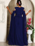 Muslim Dark Blue Georgette Stone Embroidery Moroccan