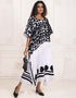 Modern White and Black Color Rayon Modern Style kaftan