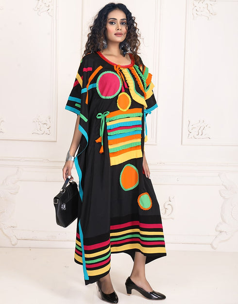 Dubai Dark Black Real Georgette Farsha Style Kaftan