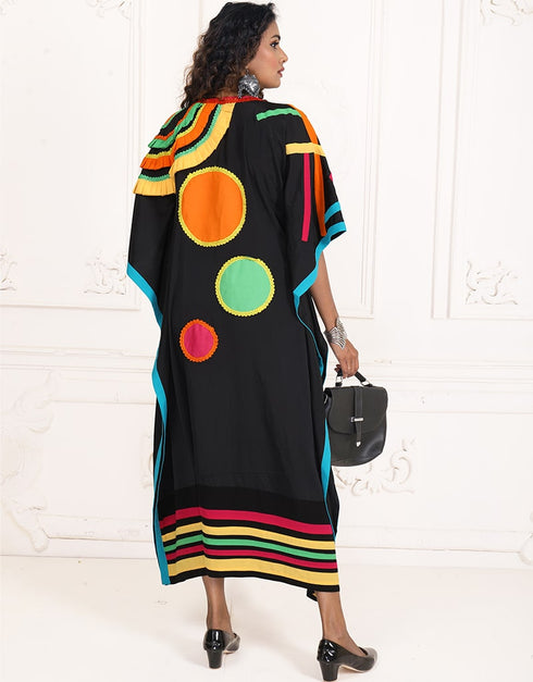 Dubai Dark Black Real Georgette Farsha Style Kaftan