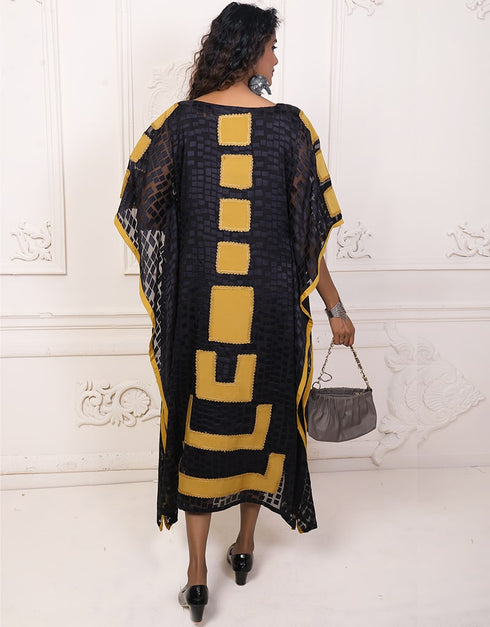Modest Black color Brasso Kaftan