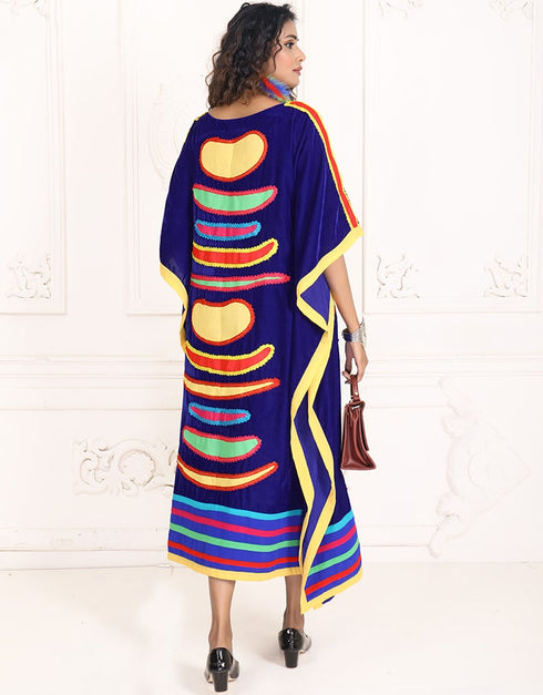 Islamic Dark Indigo Velvet Maxi dress Style Kaftan