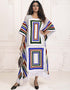 Women White Color Multi Printed Farasha Kaftan