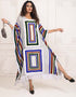 Women White Color Multi Printed Farasha Kaftan