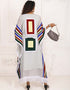 Women White Color Multi Printed Farasha Kaftan