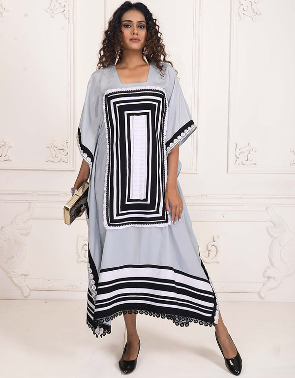 Chic lavender Grey Georgette Farasha Style Kaftan