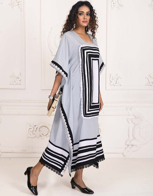 Chic lavender Grey Georgette Farasha Style Kaftan