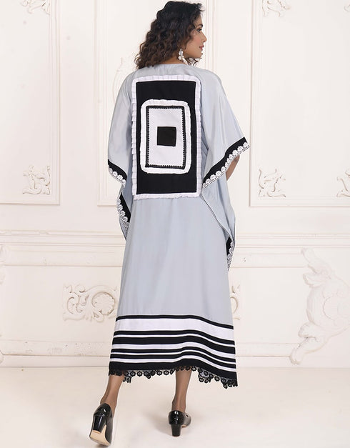 Chic lavender Grey Georgette Farasha Style Kaftan