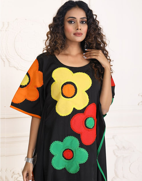 Trendy Smoke Black Color Velvet Free Size Kaftan