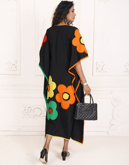 Trendy Smoke Black Color Velvet Free Size Kaftan